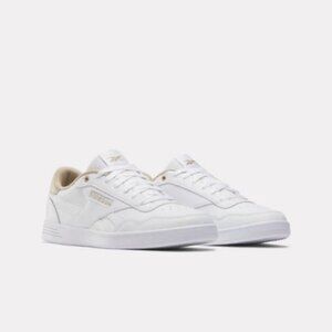 Reebok Court Advance Shoes White Leather Gold Details Running Shoes Sneakers